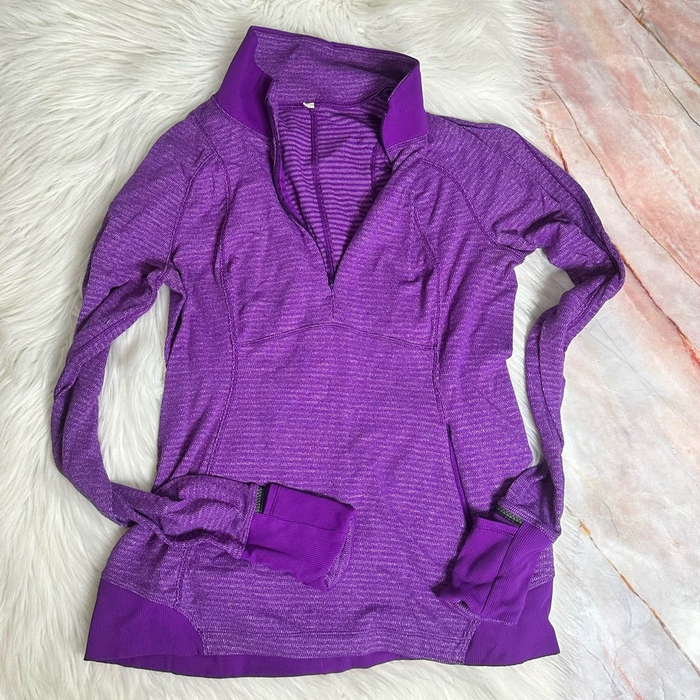 Lululemon Runderful 1/2 Zip Pullover Long Sleeve Tender Heathered Violet Sz 8